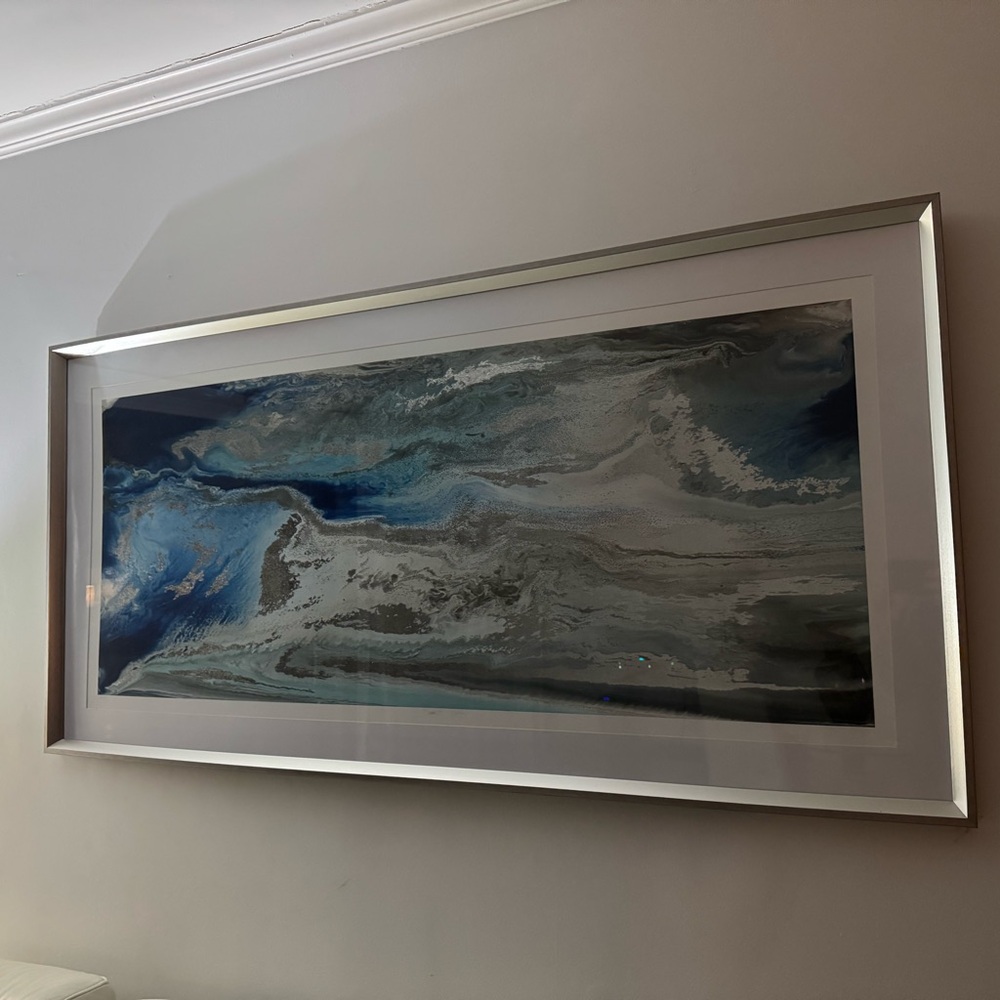 Abstract Blue and Gray Framed Art
